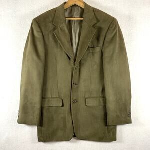 Riggins Mens Faux Suede Blazer Sz 38R Olive Green Event Occasion